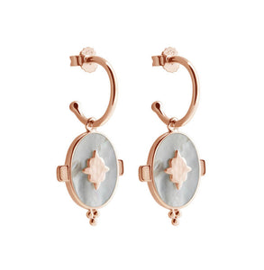Temple Moon Oval  Mother of Pearl Earrings